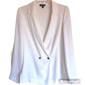 Topshop White Work to Going Out Stylish Classy Double Gold Button Blazer Jacket